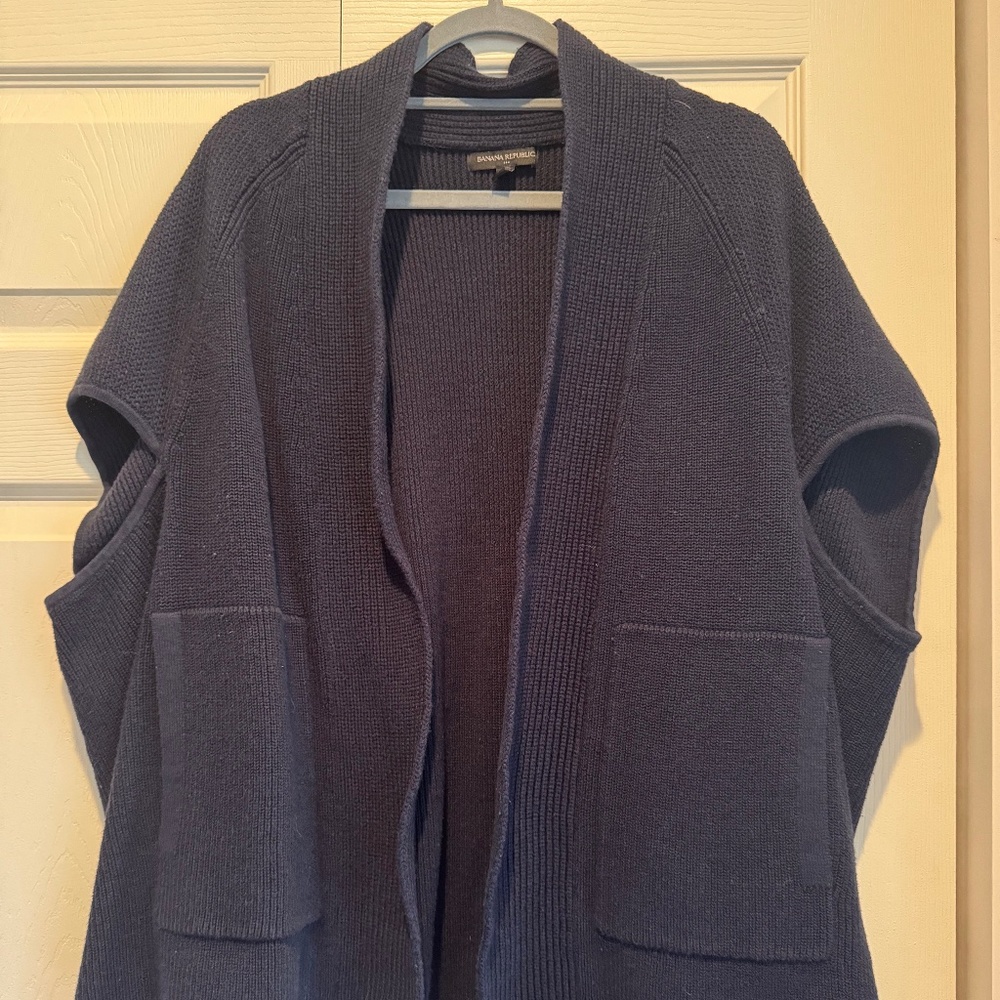 Banana Republic Navy Sweater Vest Open Cardigan